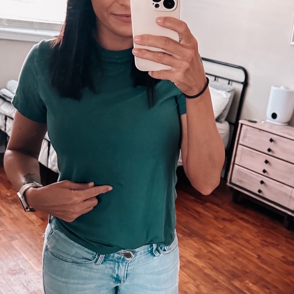 a new day emerald green soft lightweight mock neck tee - Picture 4 of 7